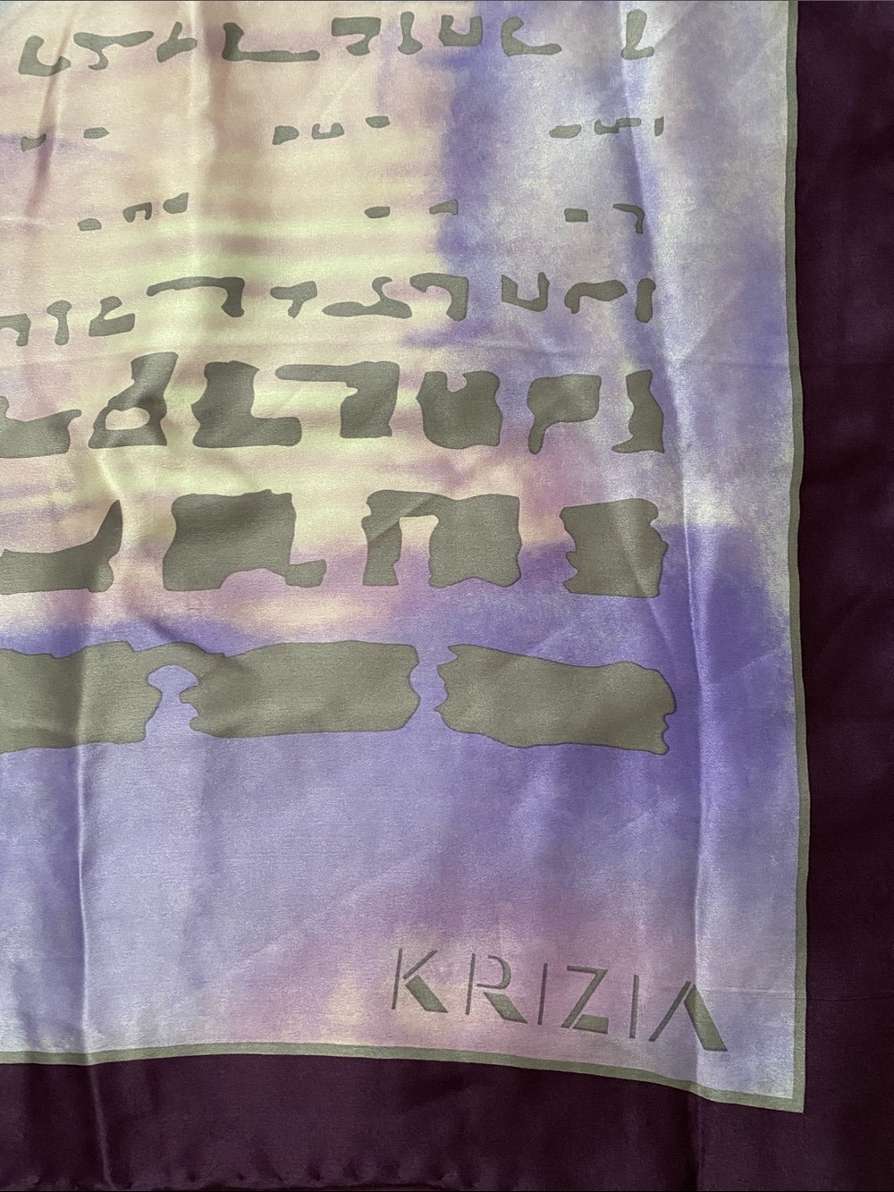 Vintage Krizia Silk Scarf. Hand Rolled. Made in Italy.
